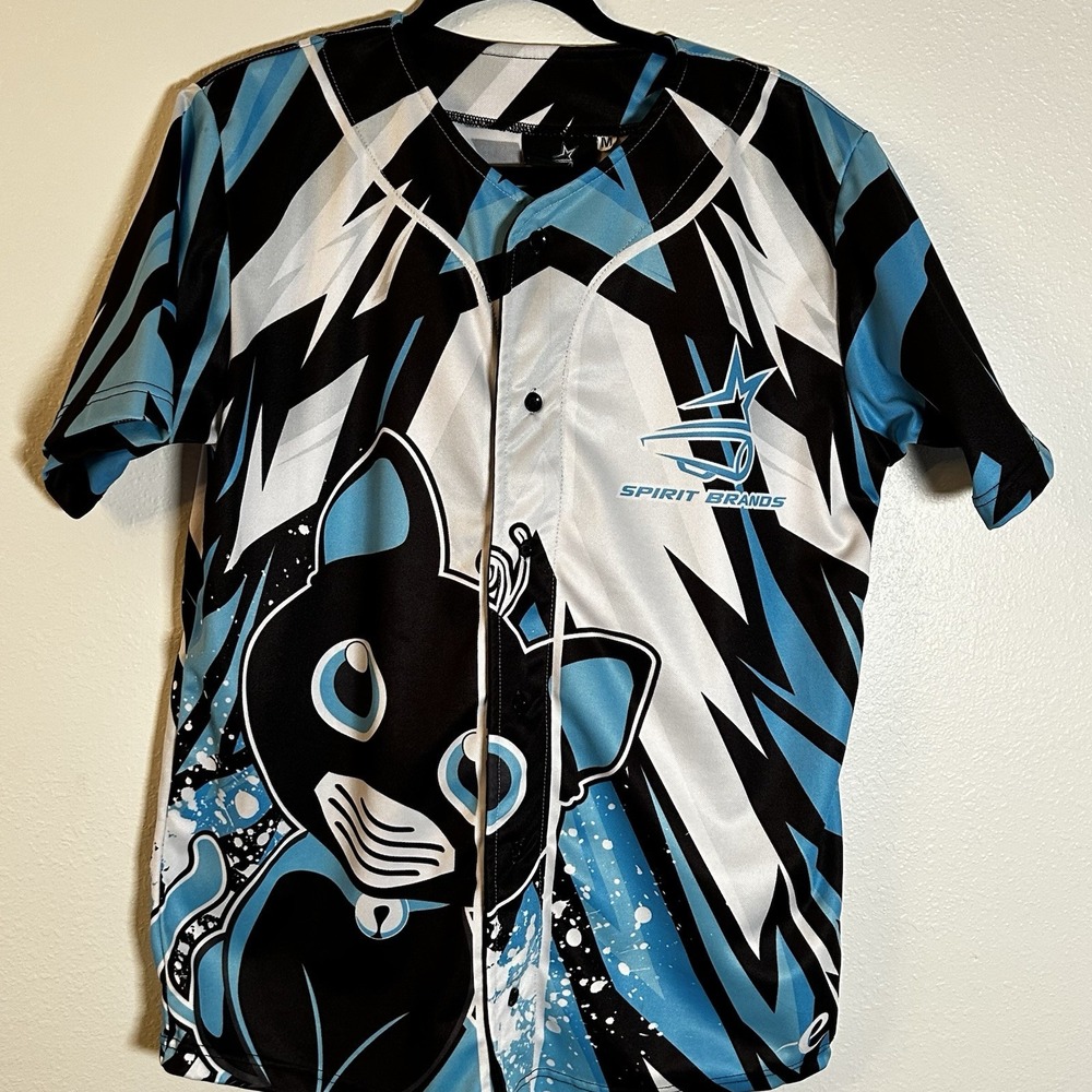 Spirit‎ Brands Mens Blue Black Cat Jersey Grand Champion 00 Short Sleeve Size M